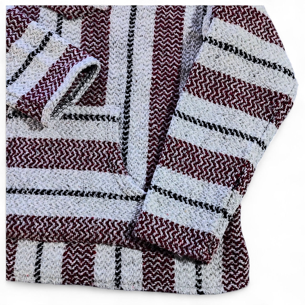 Baja Joe Mexican Baja Hoodie Unisex Size Small - Burgundy and Grey - Picture 2 of 9
